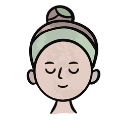 Face before after using skincare calm Watercolor