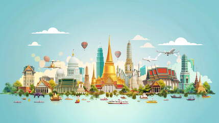 Bangkok travel and tourism and landmark concept