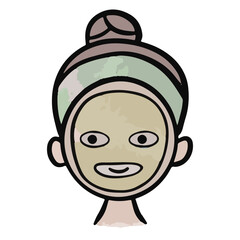 Facial care doodle - using a face mask Watercolor