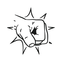 Fist Punch Line Art Hand Drawing