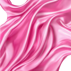 Fototapeta premium Flowing pink silk fabric elegantly draped with soft folds and textures