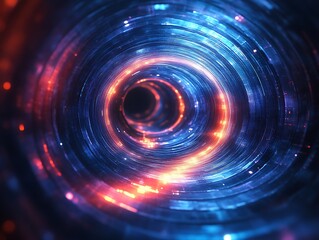 Obraz premium Glowing tunnel, abstract perspective background