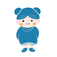 青い服のかわいいキャラクター