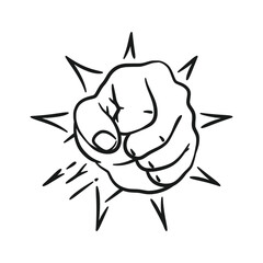 Fist Punch Line Art Hand Drawing