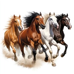 Obraz premium Horses Running Illustration