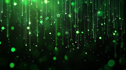 Digital Rain Code A high-tech visualization of cascading digital rain, similar to the Matrix effect, with glowing green symbols on a dark background.