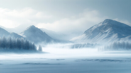 fields and mountains covered with snow	