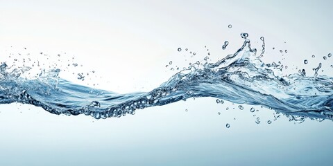 The clear blue water waves and splashes dynamically through air