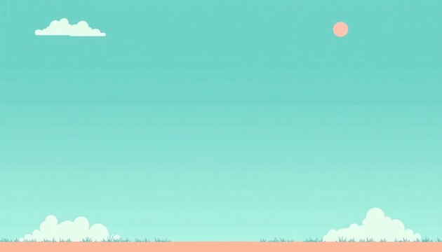 Minimalist Pastel Landscape with Simple Shapes and Soft Colors