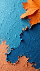 Fototapeta premium Gentle blue strokes complement bold orange accents, harmony, soft contrast, serenity