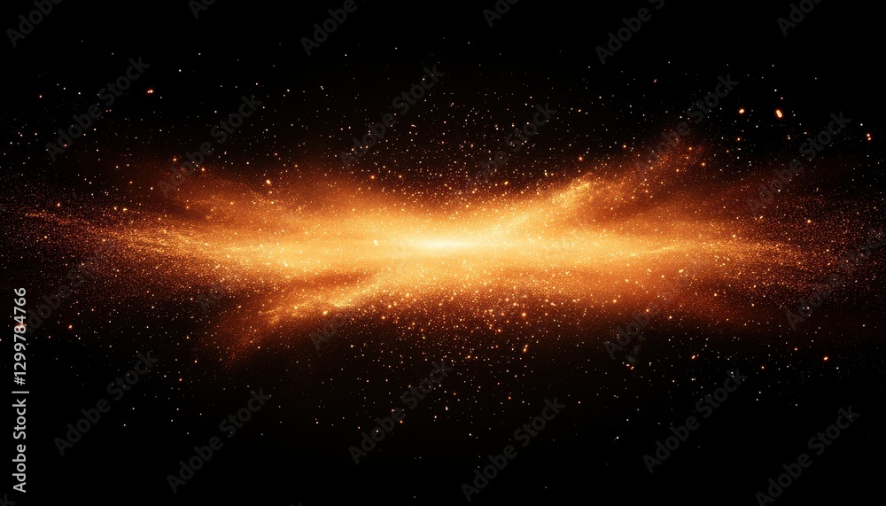 Poster fiery cosmic glow abstract background texture with orange and yellow particles