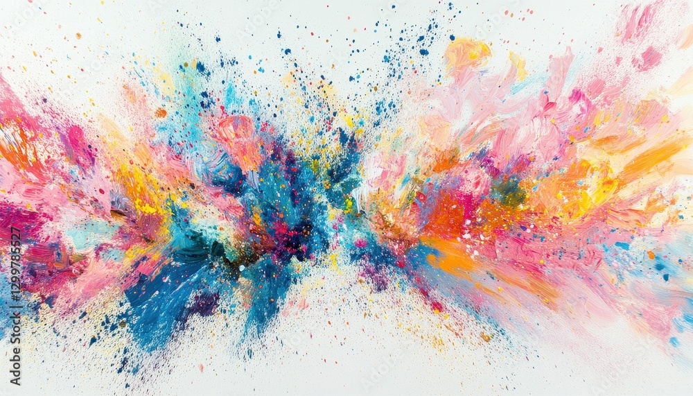 Poster Vibrant Abstract Painting with Colorful Explosion and Dynamic Texture