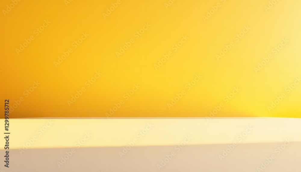 Poster golden yellow gradient background with soft lighting and white surface