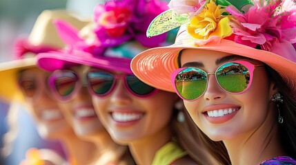 Melbourne Cup Fashion: An eye-catching image of ladies dressed in vibrant outfits for the Melbourne Cup, showcasing the blend of fashion and excitement during this iconic event.