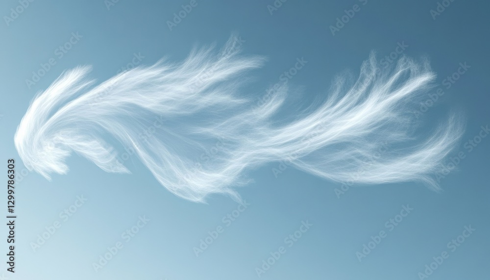 Poster abstract ethereal white particle flow against a soft blue sky