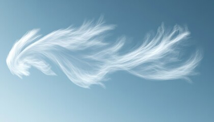 Obraz premium Abstract ethereal white particle flow against a soft blue sky