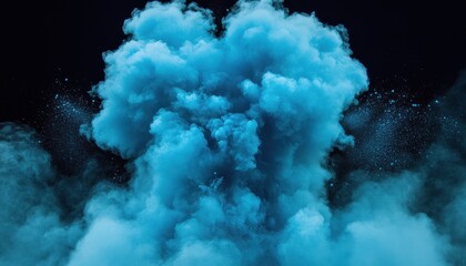 Abstract Blue Powder Explosion Cloud, Dynamic Artistic Background