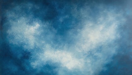 Fototapeta premium Abstract Blue Cosmic Sky Painting with Soft Clouds and Stars