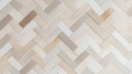 Floor tiles minimalist concept. A seamless herringbone pattern in neutral tones, showcasing elegant lines and textures, suitable for flooring or wall design.