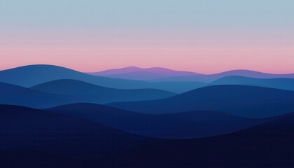 Fototapeta premium Serene Blue and Pink Mountain Landscape at Sunset