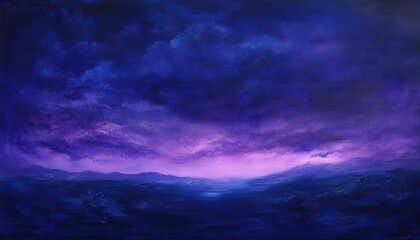 Naklejka premium Serene Night Sky Landscape with Vibrant Purple and Blue Hues