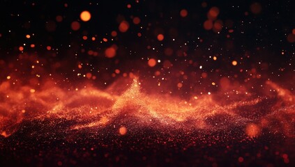Obraz premium Stunning abstract background of flowing particles shimmering in vibrant fiery colors representing warmth and energy in an artistic digital design.