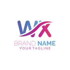 WX logo design. Trendy awesome artistic WX initial based Alphabet icon logo.