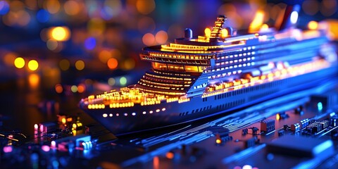 cruise ship on a cruise through an ocean of circuitry