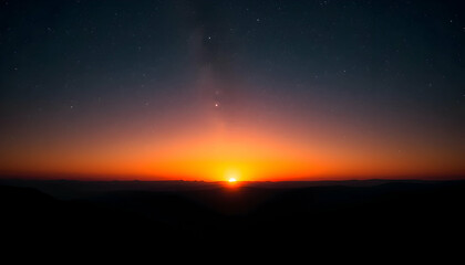 Spectacular Sunrise Celestial Event Starry Night Sky Orange Hues Landscape Photography