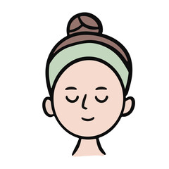 Face before after using skincare calm cartoon