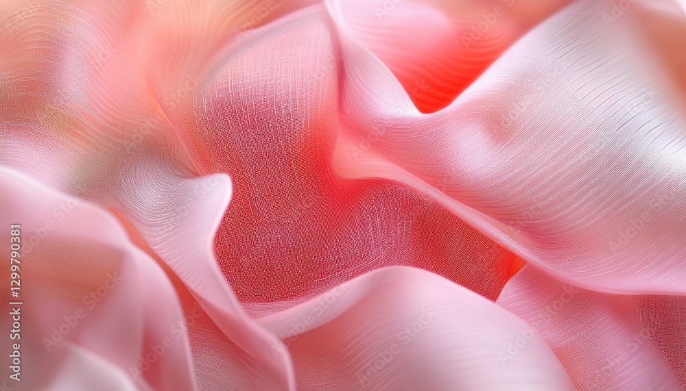 Poster Abstract Pink and Red Fabric Texture with Soft Drapes and Shimmering Glow