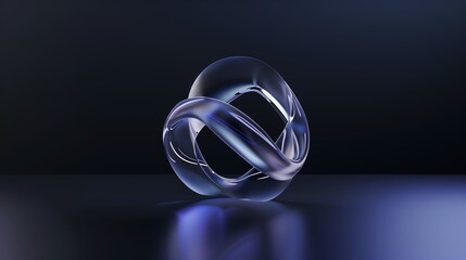 A sleek 3D abstract composition with interwoven glass ribbons, floating in a dark space with soft glowing edges, background wallpaper 