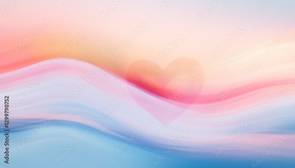Aufkleber Abstract Pastel Wave Background with Soft Color Transitions and Delicate Patterns