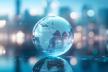 High-Tech Globe Illustration with Digital Elements and a Futuristic Ambiance