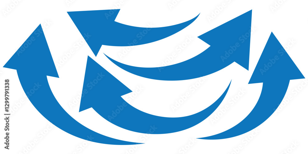 Poster set long blue curve arrow icon vector . blue curve arrow icon set. long arrow icon set. curve arrow 