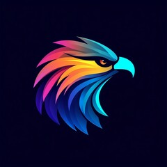 Obraz premium Vibrant Eagle Head: A Colorful Abstract Logo Design, Perfect for Branding and Visual Identity. 