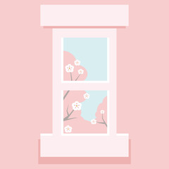 귀여운 벚꽃 , 봄 , 일러스트