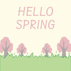 귀여운 벚꽃 , 봄 , 일러스트