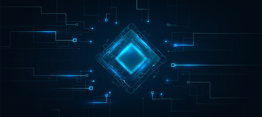 AI technology background, AI processing chip futuristic digital wallpaper for for technology articles or presentation business
