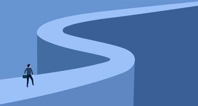 Businessman follow a path for business opportunities. visionary leadership different business route. Symbol of ambition, motivation and long road ahead.