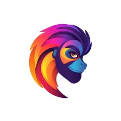Vibrant Monkey Head Logo: Abstract Colorful Design, Captivating and Playful, Perfect for Branding!