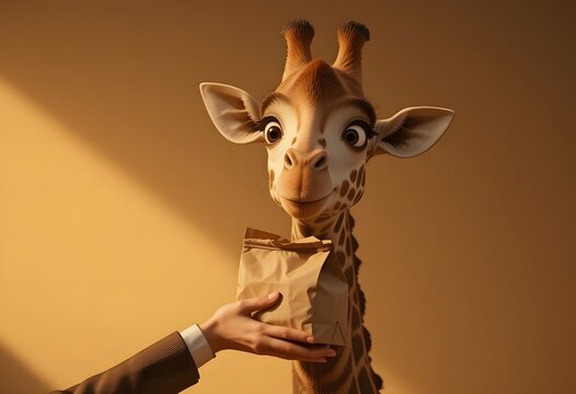 A Giraffe Receives a Treat in a Warm, Gentle Setting