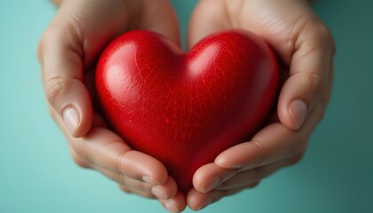 Fototapeta premium Cracked Heart Held Gently in Hands