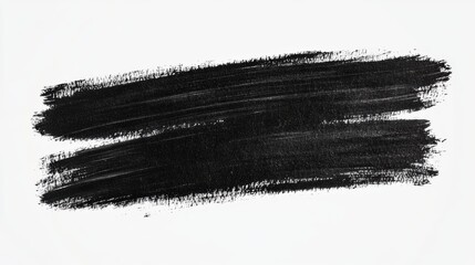 Black Paint Brush Stroke on White Background for Creative Design