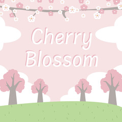 귀여운 벚꽃,봄,식물 일러스트