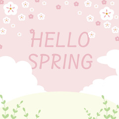 귀여운 벚꽃,봄,식물 일러스트