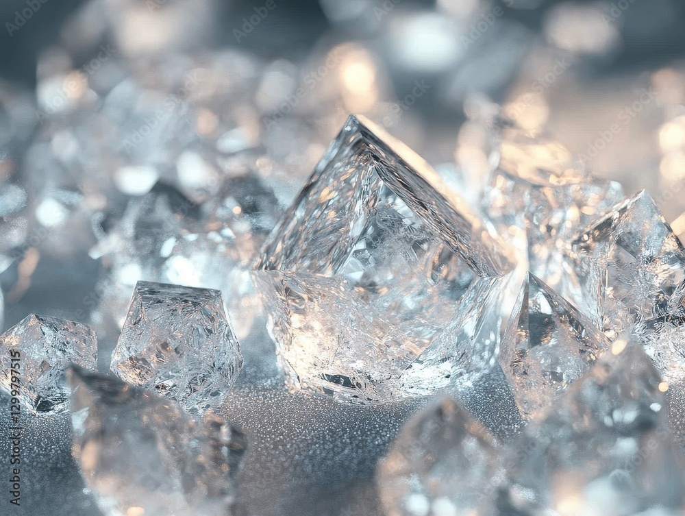 Aufkleber close-up of sparkling ice cubes texture