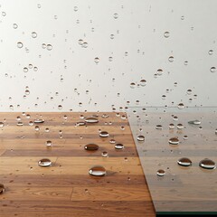 Water droplets scattered on a material