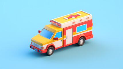Naklejka premium Ambulance isometric Cartoon 3D