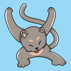 vector cartoon cute cat moving with style
